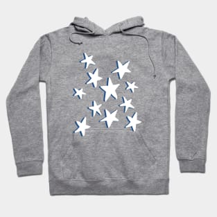 White and Blue Stars Pattern Hoodie